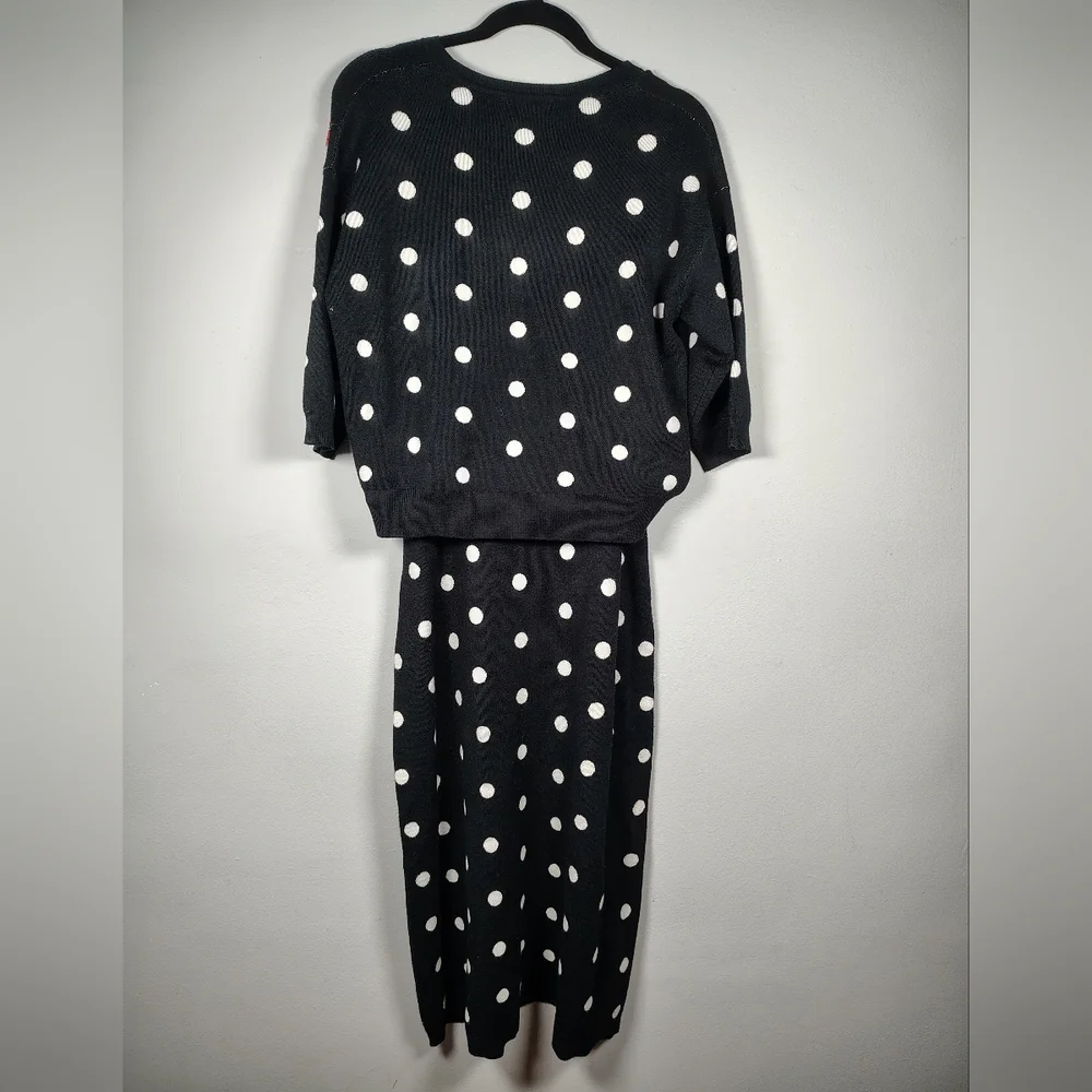 Victor Glemaud Polka Dot Sweater Blouse in Black With White Polkadots Size M - Picture 7 of 7